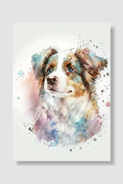 Luna Marissa Poster psa australijskog ovčara, pastelni akvarel portret, zidni...