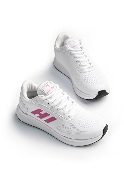 Tonny Black Unisex Beyaz Pembe Rahat Kalıp Hafif Esnek Şeritli Sneaker