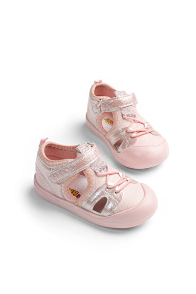 Tonny Black Girl's Powder Glitter Velcro First Step Shoes