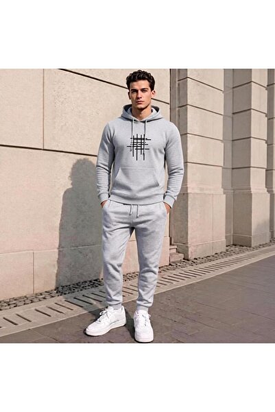 caddekombin Unisex Ανδρικό/Γυναικείο Σετ Φόρμας Jogger με Γεωμετρική Στάμπα κ...