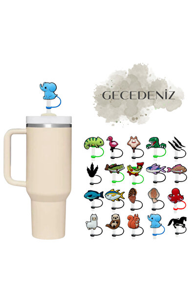 GECEDENİZ Thermos Compatible Straw Stopper Elephant Animal