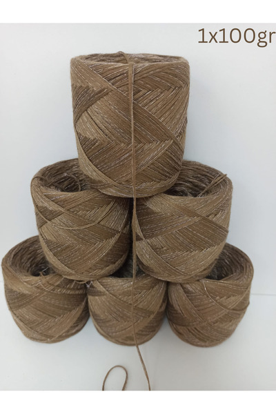 İPEK YÜN İPLİK DÜNYASI Koton İtalyan Örgü İpi (Karamel,Simli) 100gr