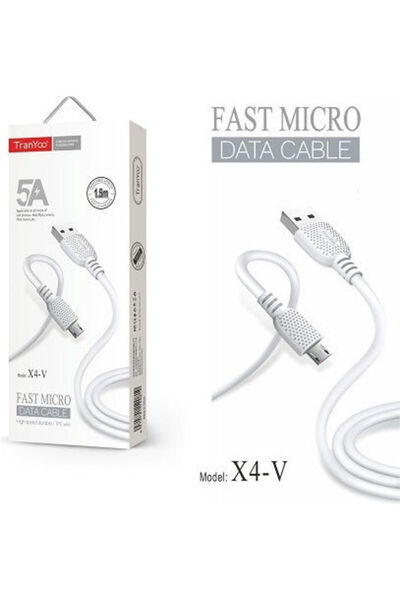 TRANYOO X4-V 1.5μ Κανονικό Καλώδιο USB 2.0 σε micro USB Λευκό (PS-108026)