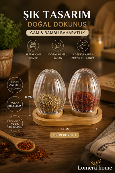 Lomera Home Glass & Bamboo Spice Rack Set – Bring Nature and Elegance to Your...