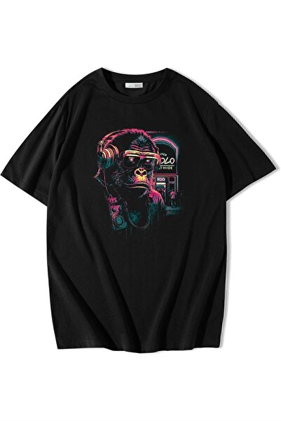 ZOKAWEAR تي شيرت نيون غوريلا كبير الحجم