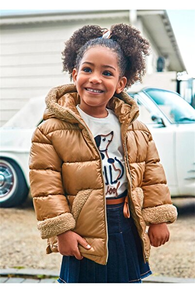 MAYORAL Girl's Plush Detailed Shiny Inflatable Coat 2-10 Years Old Orange