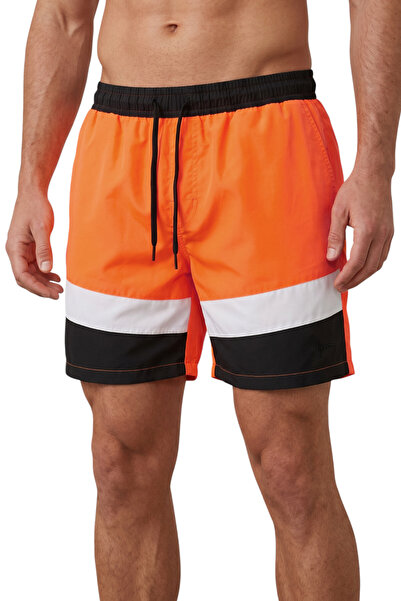 Rizz up Orange Quick-Drying Micro Fabric Mesh Lined Men's Swim Shorts with Po...