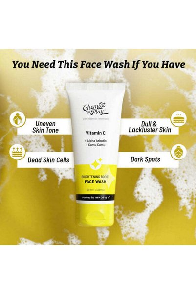 Chemist at Play Vitamin C Brightening Boost Face Wash, Cleans Oil & Dirt, Fades Dark Spots - 100 ml