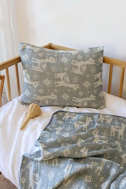 Lasilla Muslin Baby Blanket and Pillowcase Set 100X100 cm 100% Cotton 3 Layer...