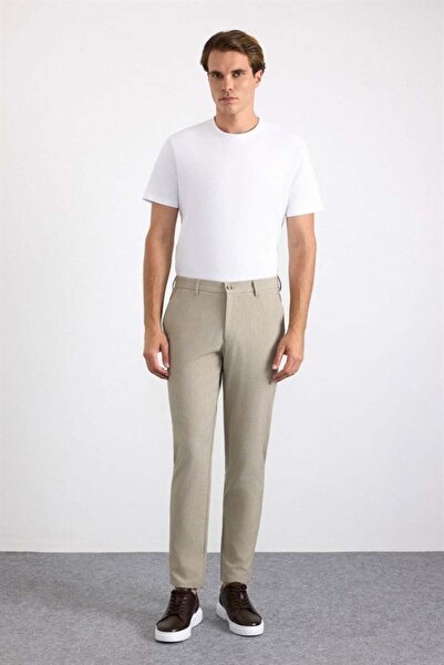 SÜVARİ Bej Slim Düz Jogger Pantolon