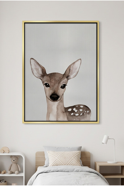 Jasmine Art Baby Deer Kids Wall Art | Portrait Framed Canvas Print | Luxury M...