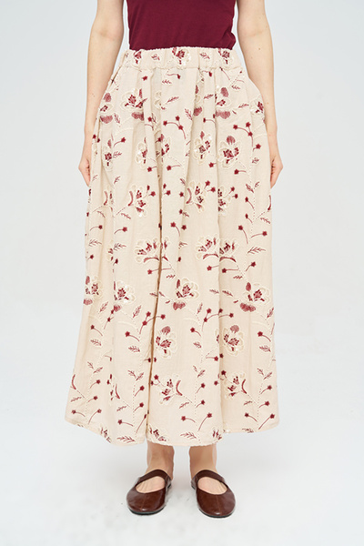 Orfeo Negro Women's Floral and Leaf Embroidered Sequined Maxi Skirt