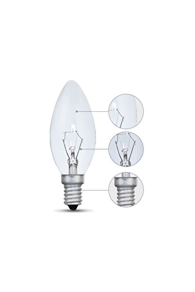 EC Shop E14 Duylu Şeffaf Akkor Eski Tip Mum Ampul 15 Watt Sarı Işık Isı Ampulü