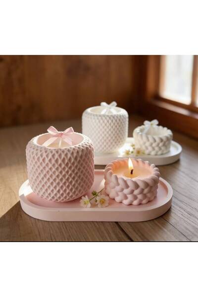 Devin Beyaz Minimal Dekoratif Hediye Mum Seti , Pinterest Dekoratif Set