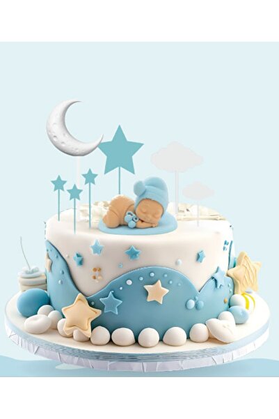 Big Party Cake Topper 3D Design Products Baby Model 8 Pieces Blue