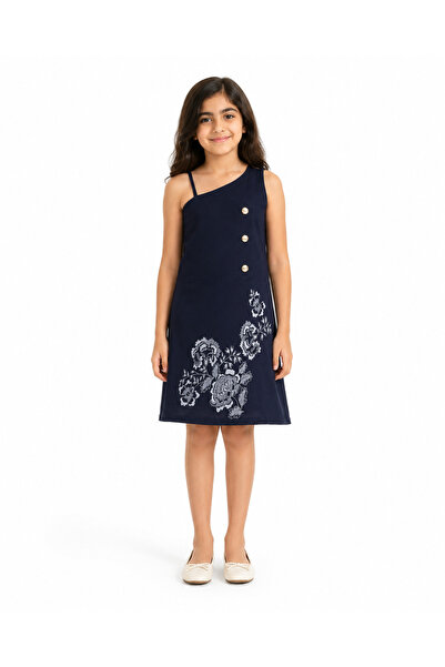 Generic Girls One Shoulder Floral Print Dress with Front Button Detail | Age ...