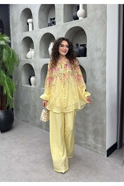 Cardella طقم بنطلون من قماش الفوال الفاخر من كاميليا - مجموعة متناسقة مع المل...
