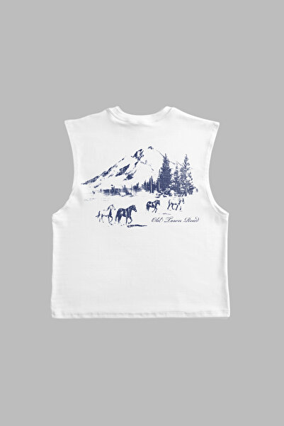 Sekizbiraltı Old Town Road Printed White Zero Sleeve T-Shirt