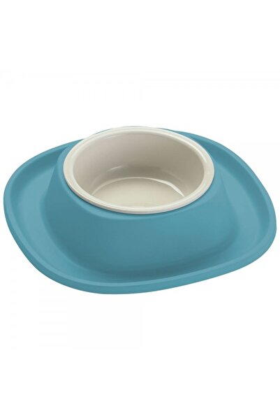 Georplast Volcano Soft Touch Single Pet Bowl Blue with Integrated Spill Catch...