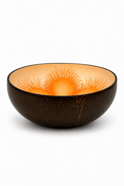 NATUREL DEKOR Natural Floral Orange Handmade Design Serving Bowl and Decorati...