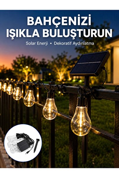 Lisinya Solar LED Ampul Işık Dış Mekan Bahçe Pergola Balkon Dekoratif Aydınlatma