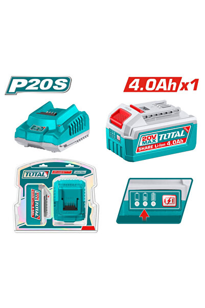 TOTAL Battery Kit with Charger 20V 4.0Ah X1 Tfbcpk1012 Total