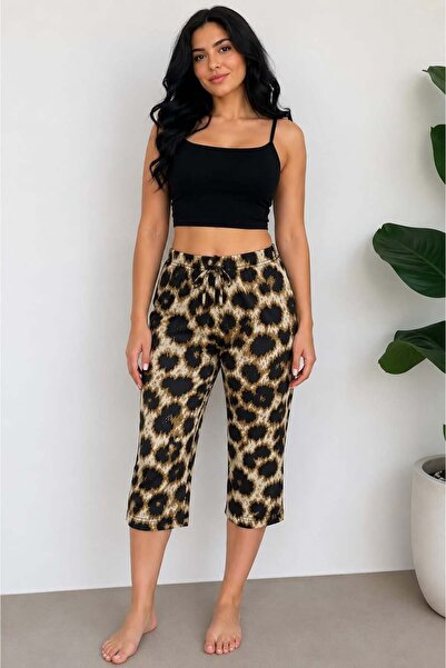 Pemilo Women's Leopard Pattern Milan Capri Single Bottom