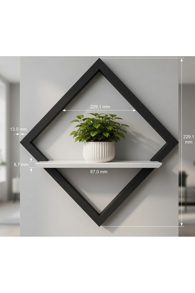 Furyon TECH Modern Elmas Şekilli Duvar Rafı Dekoratif Raf
