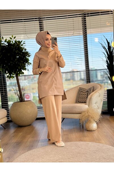Jupe 8442 Front Leather Suit Mink