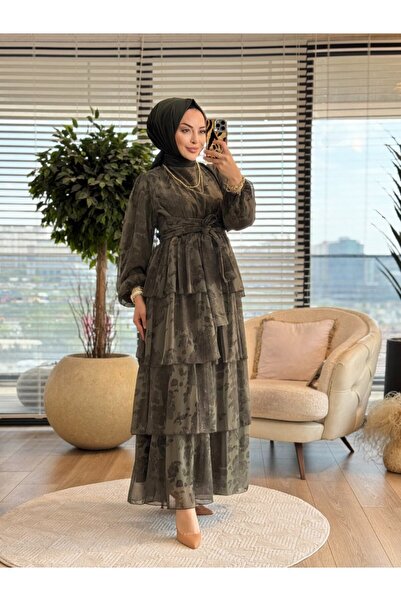 moda erçin 827 Beyza Dress Khaki