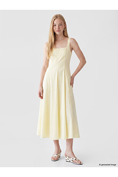 LC Waikiki Esvab • Modern & Distinctive Square Collar Flared Dress with Waist...