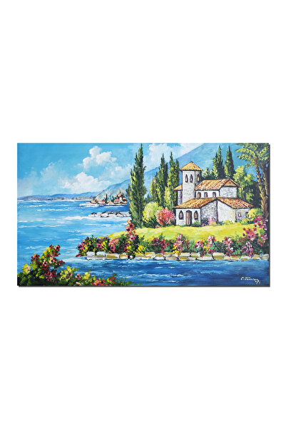 artnova Ръчно рисувана средиземноморска пейзажна картина, тосканска вила и ки...