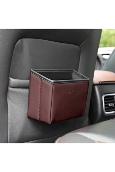 Zhuse Multi-Functional Car Storage Bucket | Premium PU Leather Car Seat Organ...