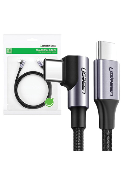 Ugreen Cablu USB-C la USB-C Unghiular 60W QC 3.0 PD 1M Pentru Telefoane și Ta...