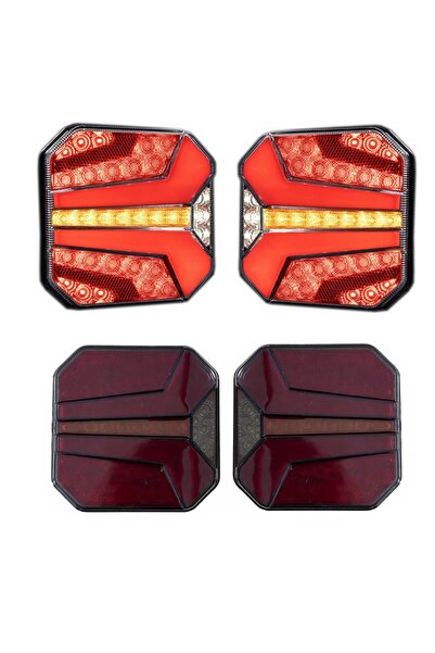 Flexzon Σετ LED Νέον E-Mark Πίσω Φιμέ Φανάρι 24V Φρένα - Διαδοχικό Φλας - Όπι...