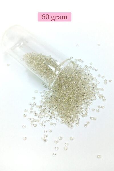 Generic Brand خرز رمل زجاجي مصبوب (11/0) 2 مم - 60 جرام - أبيض شفاف - BNC053