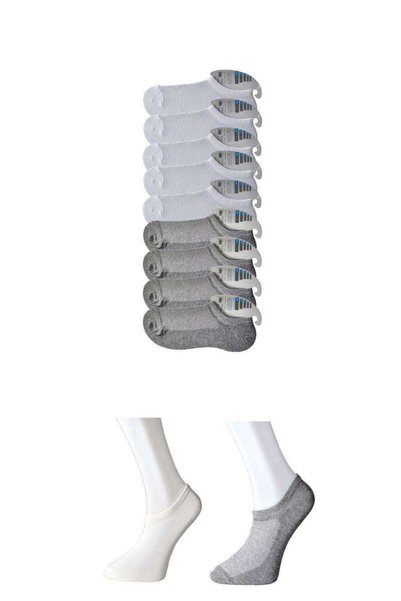 Mestore Gray and White Men's Invisible Socks 9 Pairs