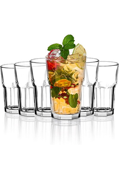 OEM Set de 6 pahare din sticlă transparentă, fațetate, de 360 ml, pahare clas...