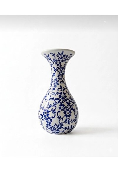 Binshihon Home Ceramic Decorative Vase with Flowing Design and Royal Blue Eng...