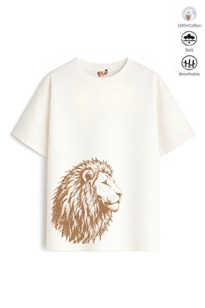 Belya Kids Wear Boy's Oversize Fit Belya Kids Lion Design B28 Cotton T-Shirt