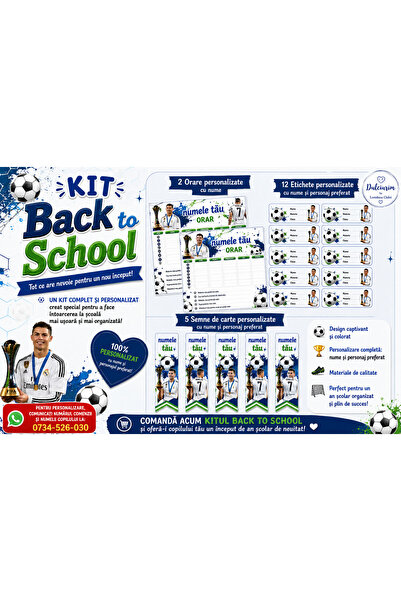 Dulciurim by Loredana Ciulei Kit Scoala Ronaldo 12 Etichete + 2 orare + 5 sem...