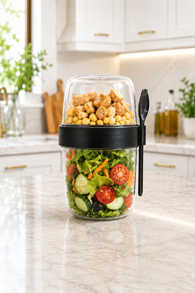 Sariva Home Double Layer Yogurt and Salad Container 900 ml (300+600 ml), Mues...