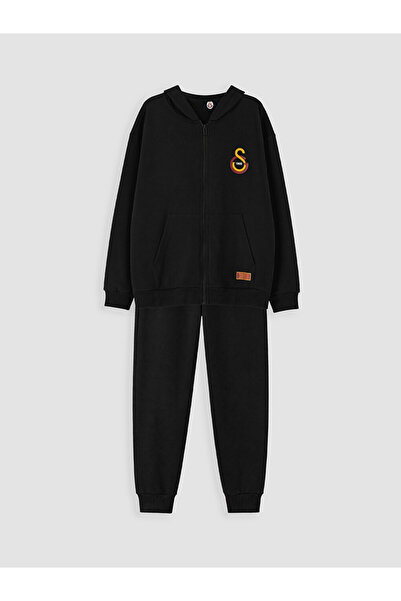 LC Waikiki Lcw Kids Black Galatasaray Printed Boys Tracksuit Set