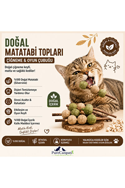 PureCanpati Matatabi Toplu Kedi Oyuncağı – Doğal Çiğneme ve Oyun Çubuğu