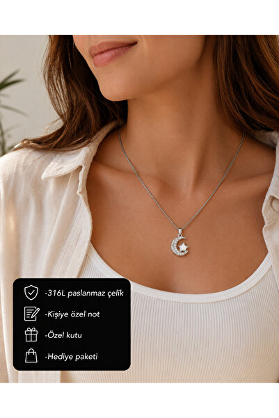 HER ŞEY NOTA www.herseynota.com Lunévia Moon and Star Stone Women's Necklace ...