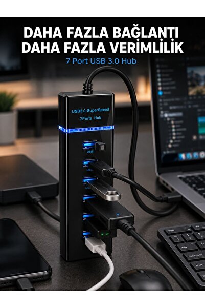 StepCo 7 Port USB 3.0 Hub 5Gbps Süper Hızlı USB Çoklayıcı