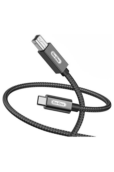 Go-Des USB-C Data Sync Printer Cable GD-HM837, 2M Braided | FLARE GADGETS