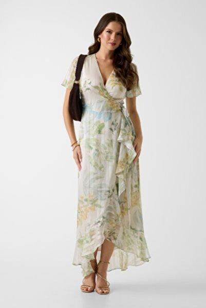 Guess YEŞİL ÇİÇEK DESENLİ KADIN ELBİSE
