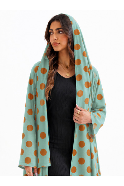 orastelle Mint Polka Dot Abaya