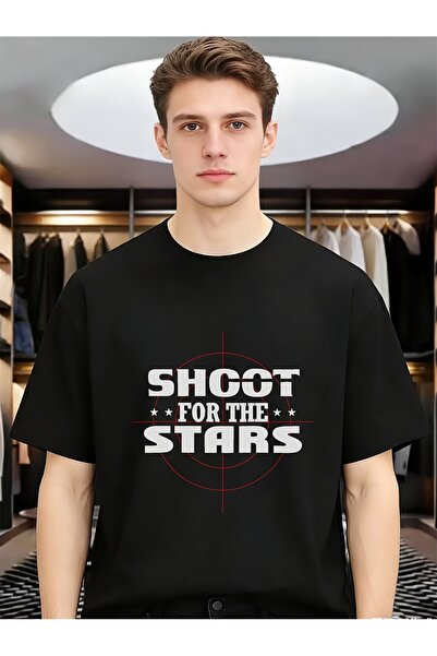 135 Shoot The Stars Men Spring Summer Tees Funny Unique Round Neck Short Slee...